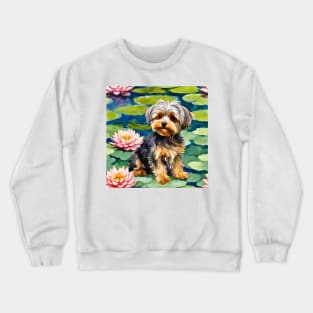 Yorkipoo on Lily Pond Crewneck Sweatshirt